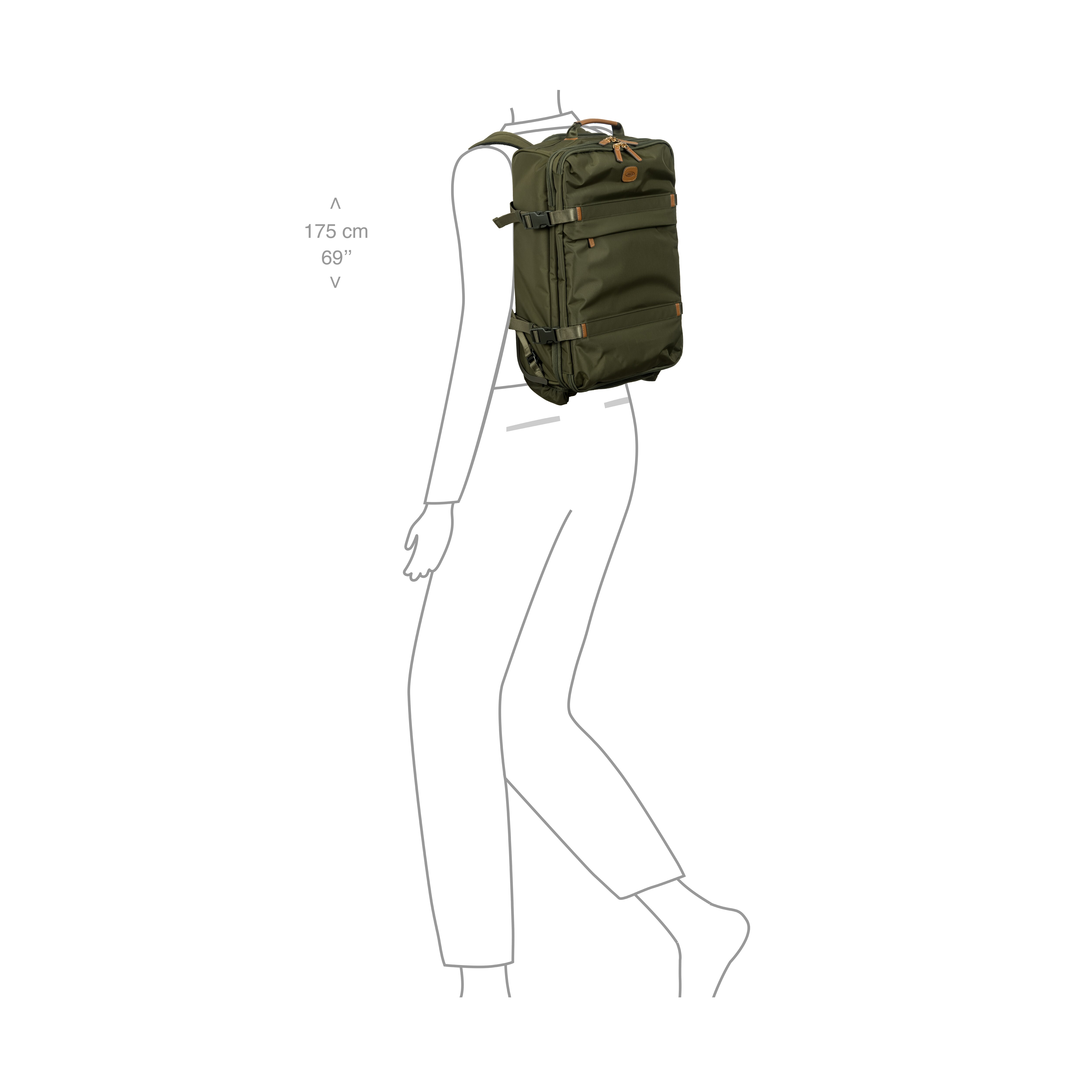 Mochila / Trolley de tejido reciclado 30L - Bric's - Verde oscuro Verde oscuro-2
