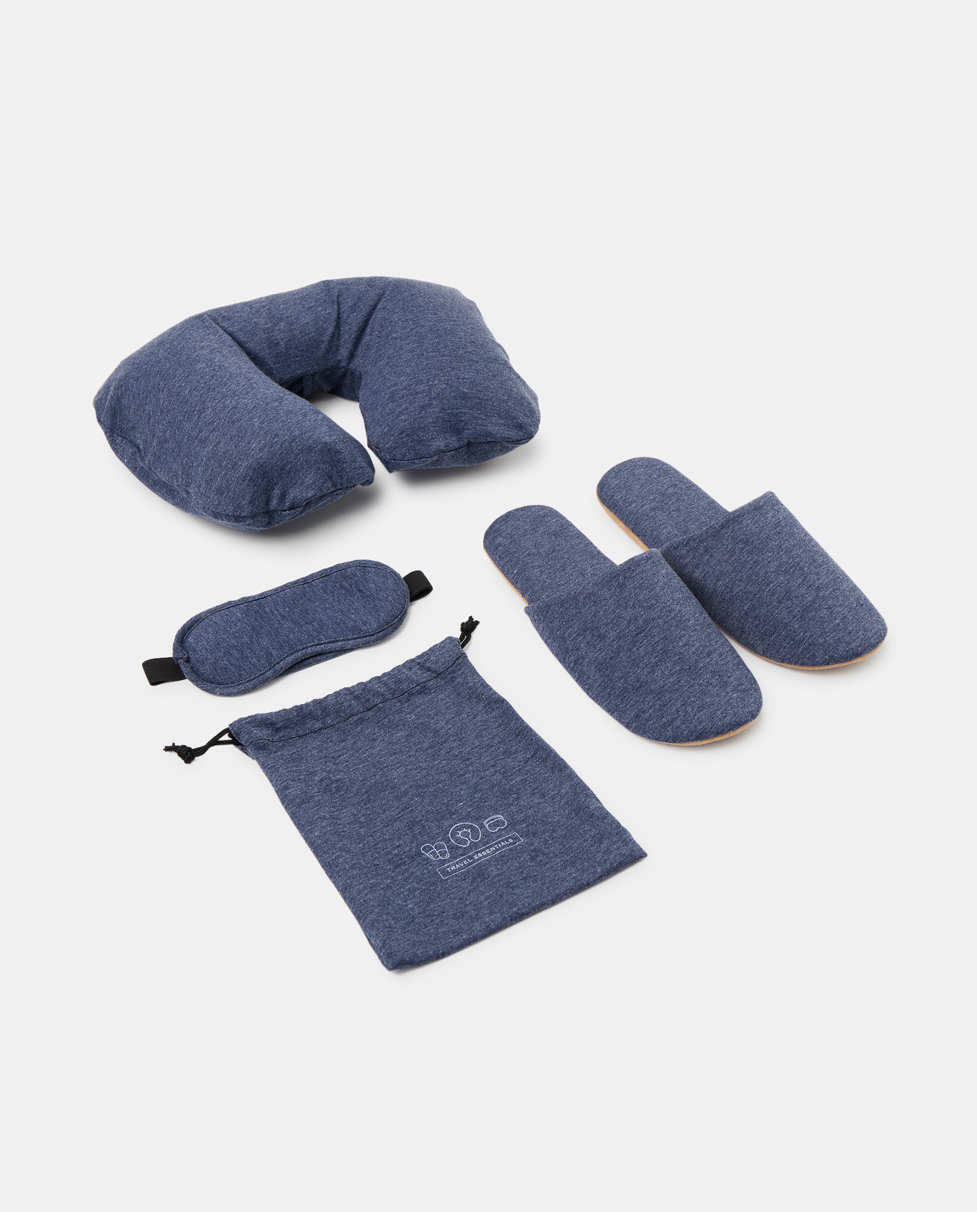 Conjunto de Viagem Comfort com Chinelos, Máscara, Almofada L Azul-1