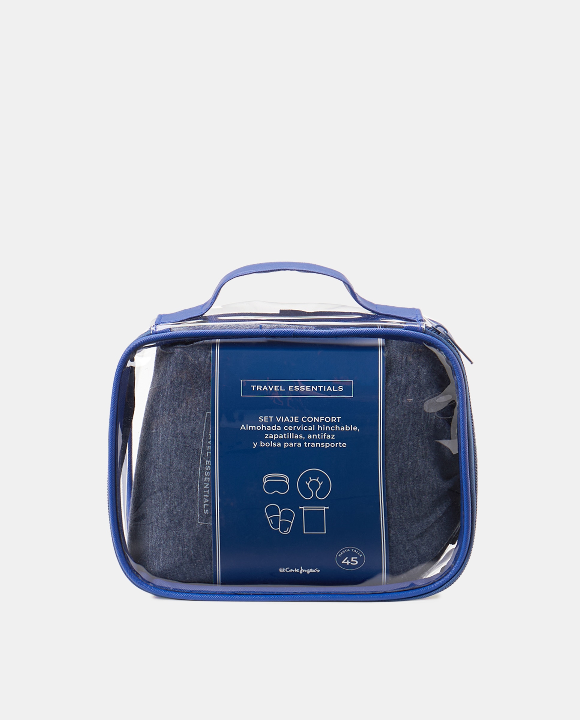 Conjunto de Viagem Comfort com Chinelos, Máscara, Almofada L Azul-3