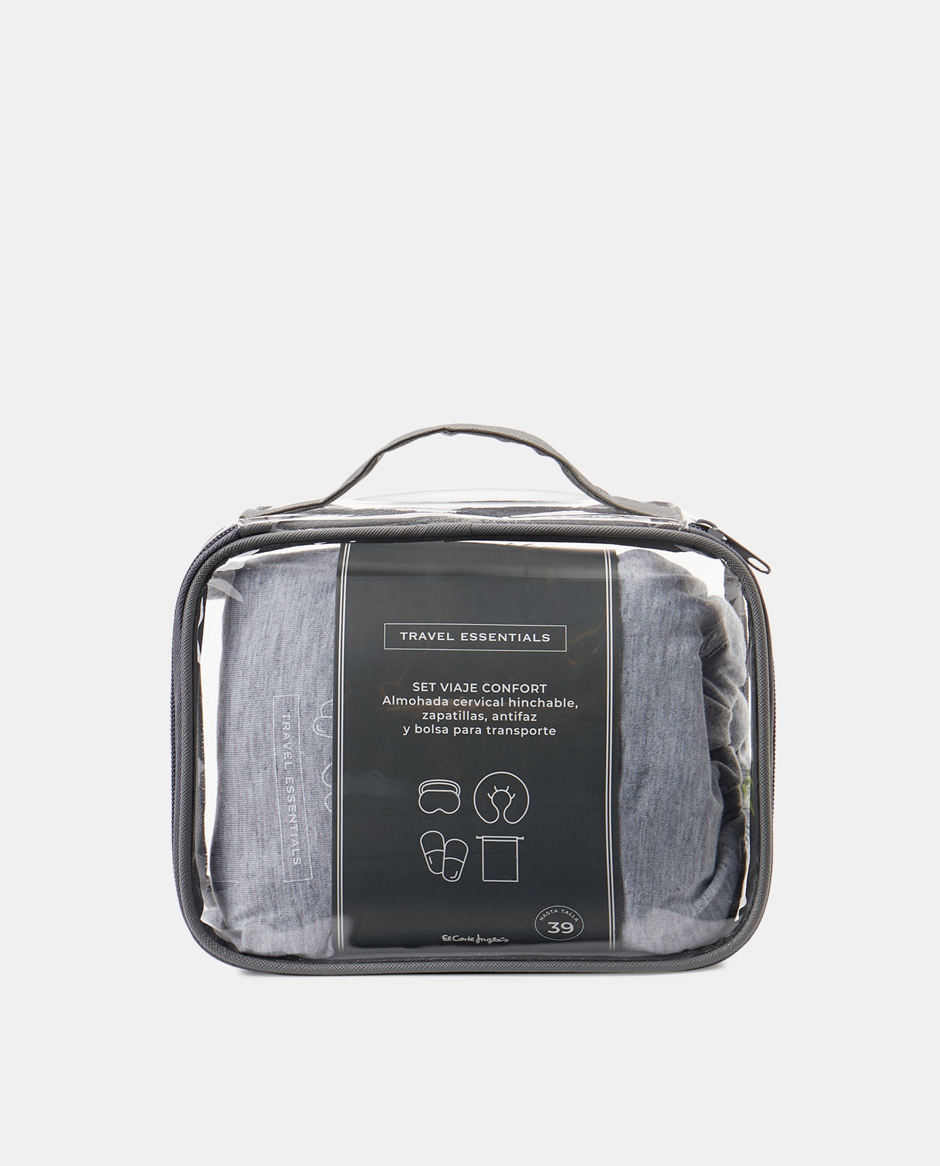 Conjunto de Viagem Comfort com Chinelos, Máscara, Almofada M Cinzento-3
