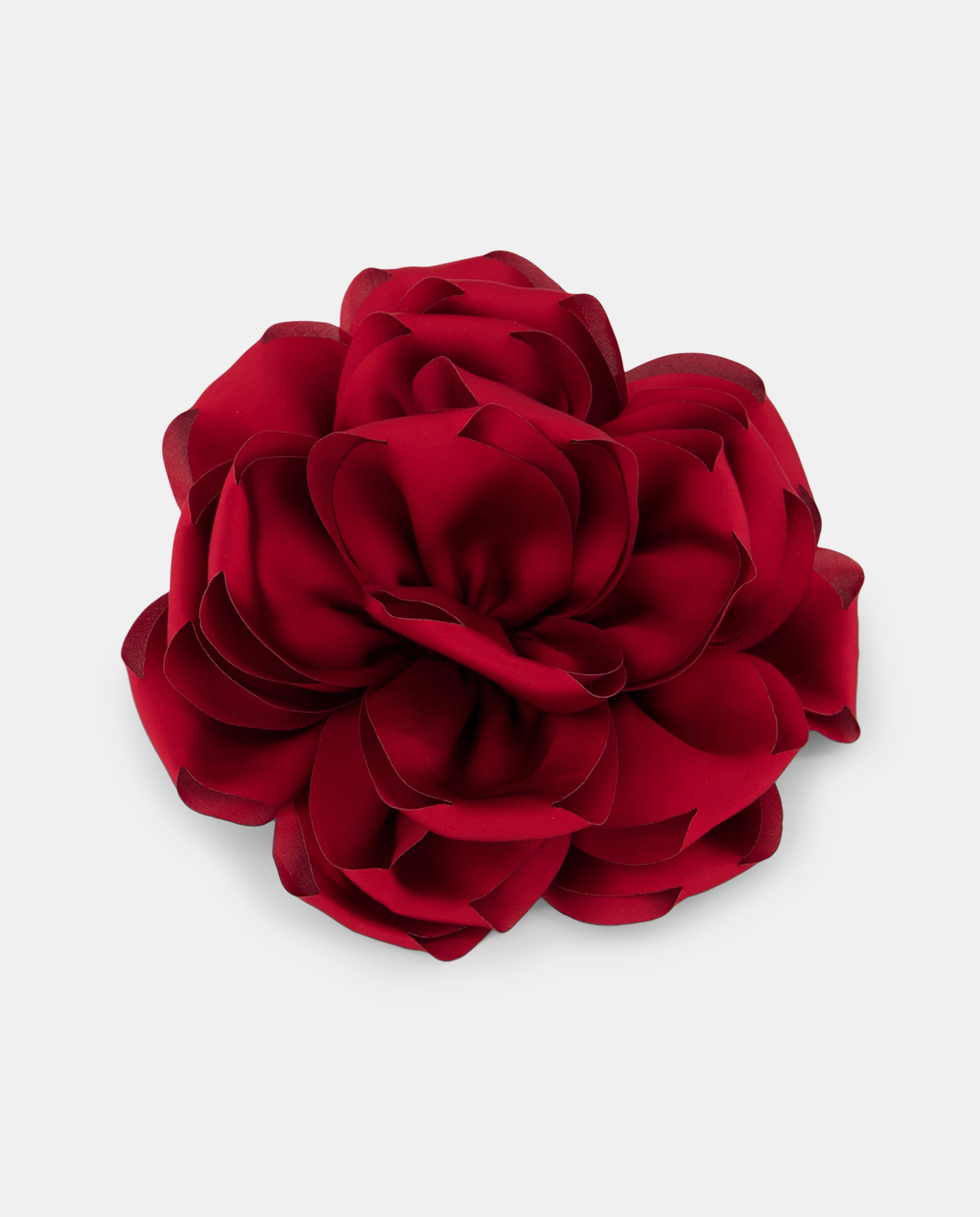 Flor de Cetim Muito Grande com Bico de Pato e Pregadeira Bordeaux-1