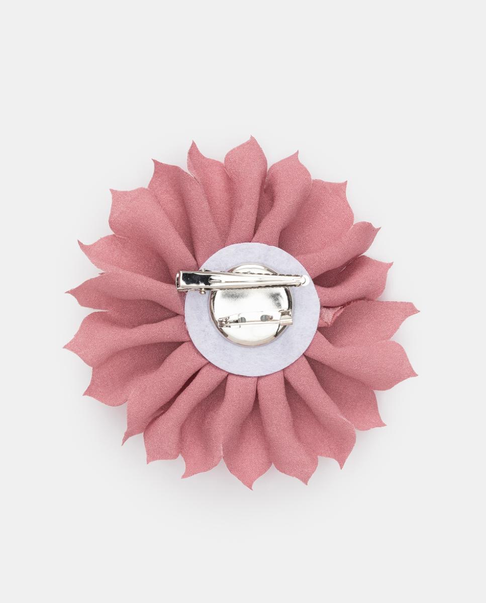 Pregadeira Bico de Pato com Flor Grande com Pontas em Tecido Texturado Rosa-2