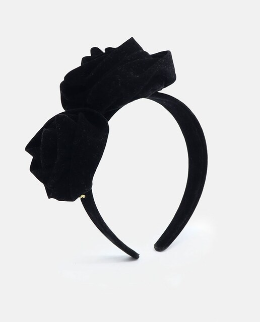 Imagem 0 de PR Bandolete de Veludo com Flor - Preto