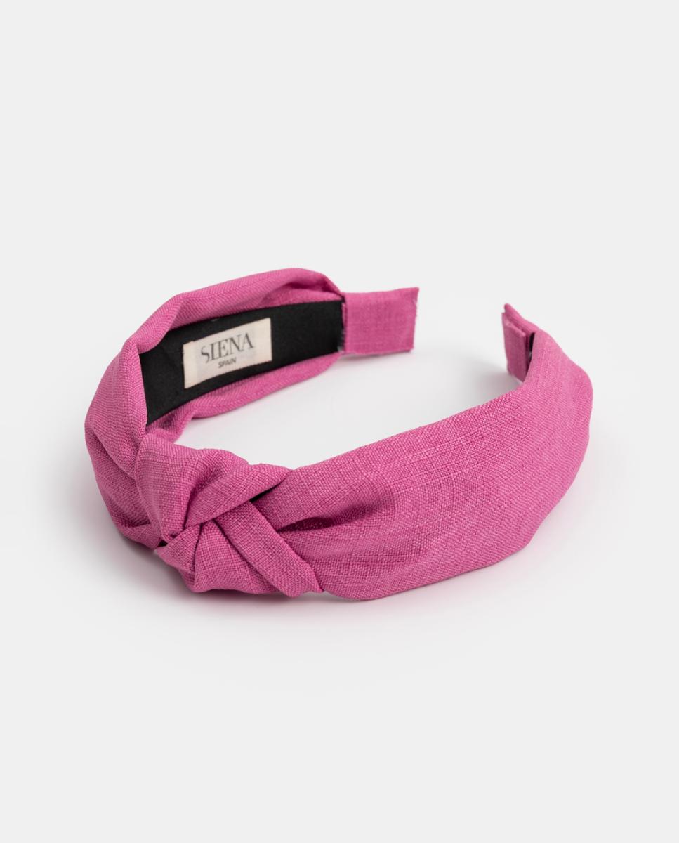 Bandolete com Nó em Tecido com Textura de Verão Rosa-1