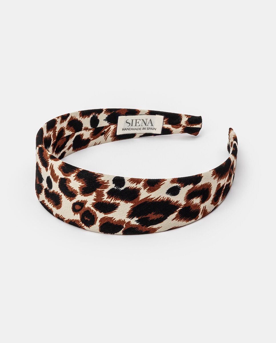 Imagen 0 de Diadema plana 4 cm animal print Marrón