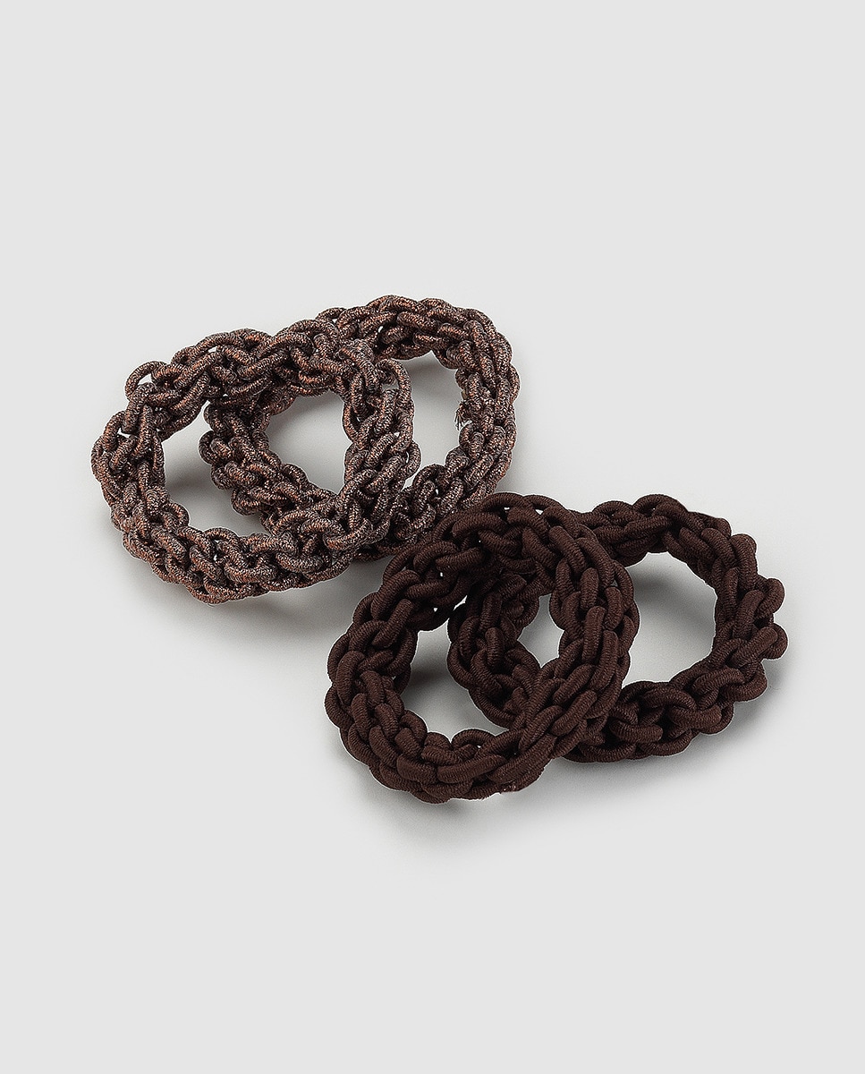 Pack de Coleteros de lurex em tons castanhos Castanho-1