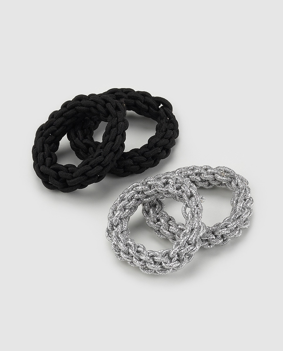 Imagem 0 de Pack de coleteros de lurex em preto e prata