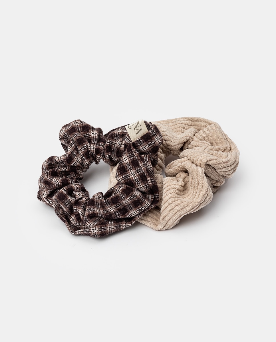 Imagen 0 de Pack 2 scrunchies pana+ escocés Marrón