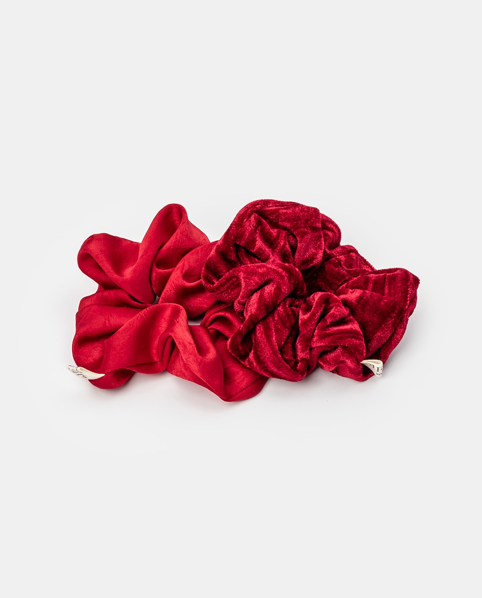 Imagen 0 de Pack  Scrunchies terciopelo aguas grande + Satén aguas Rojo