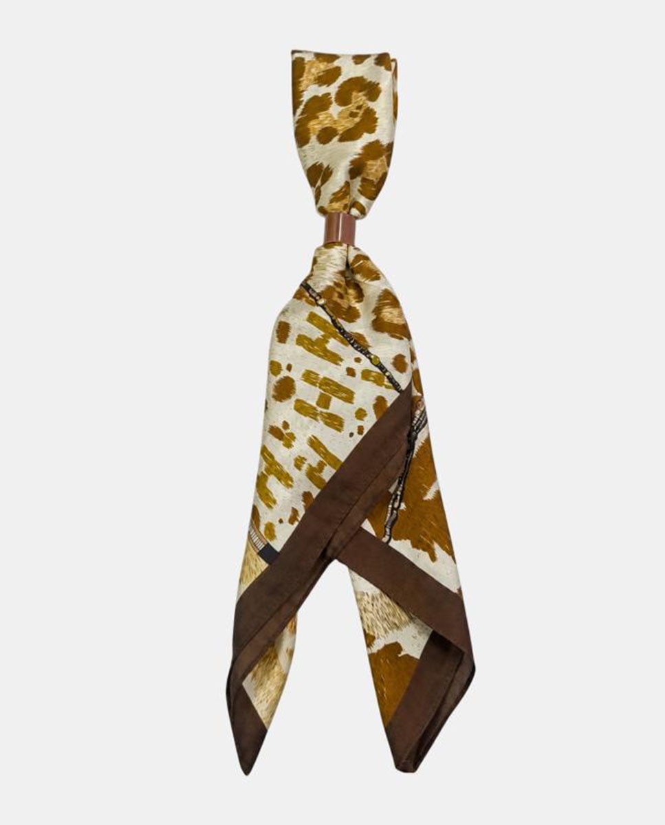Lenço com Animal Print Castanho-claro-2