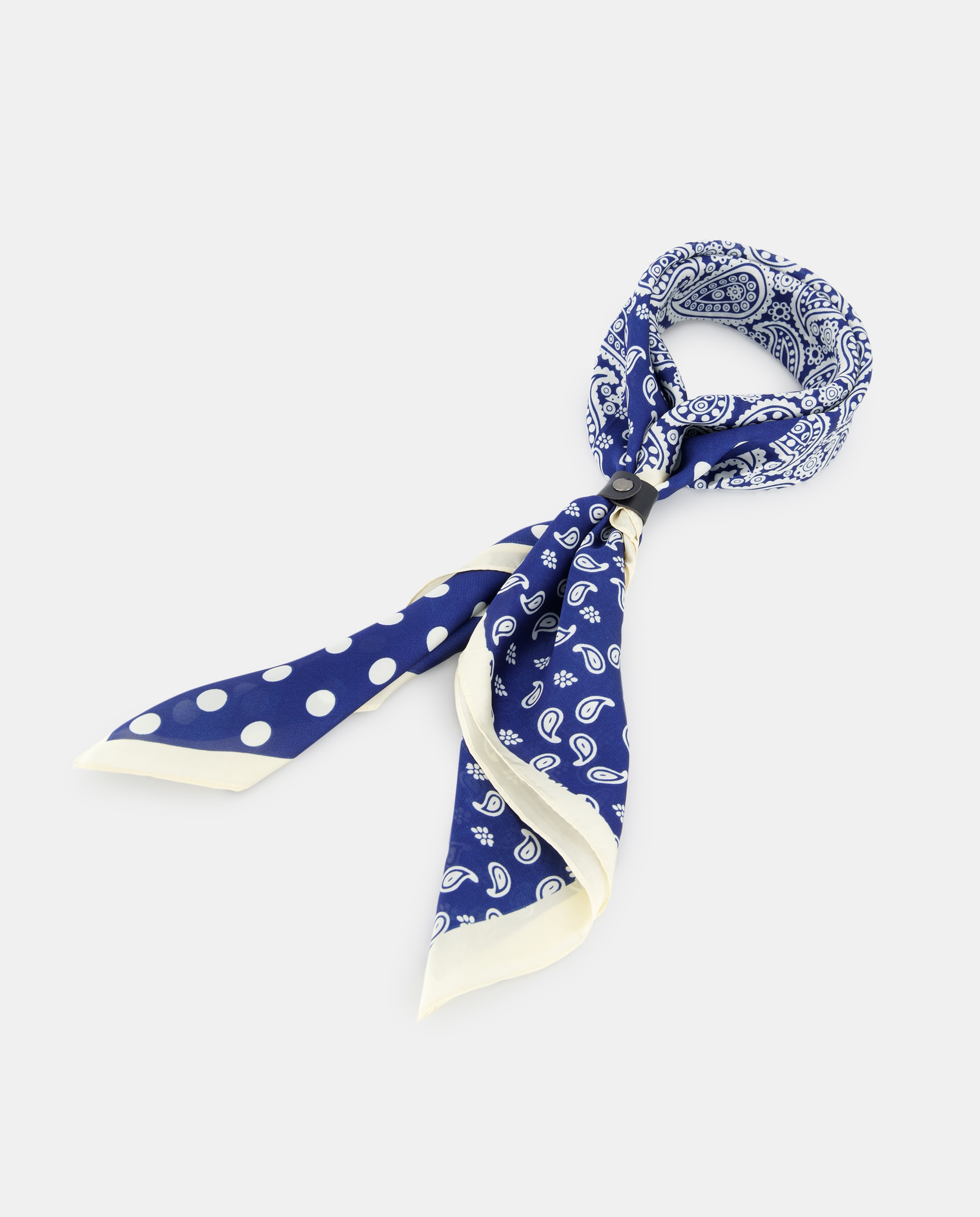 Lenço com Três Estampados Azul-1