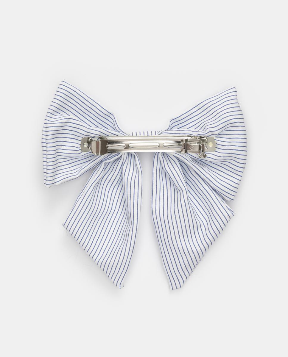 Travessão com Laçada com Pontas às Riscas de Camisa Celeste-2