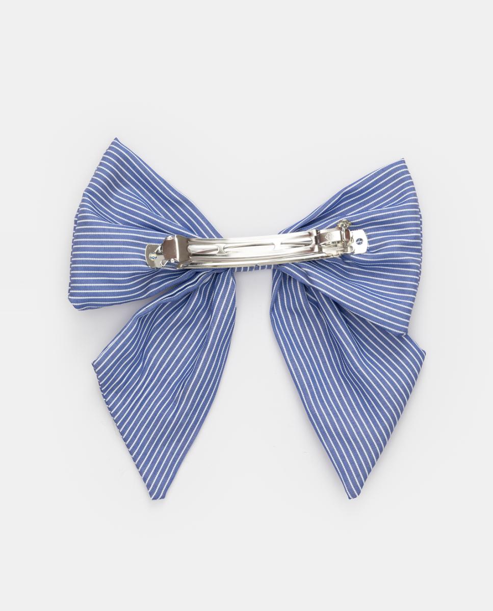 Travessão com Laçada com Pontas às Riscas de Camisa Azul-marinho-2