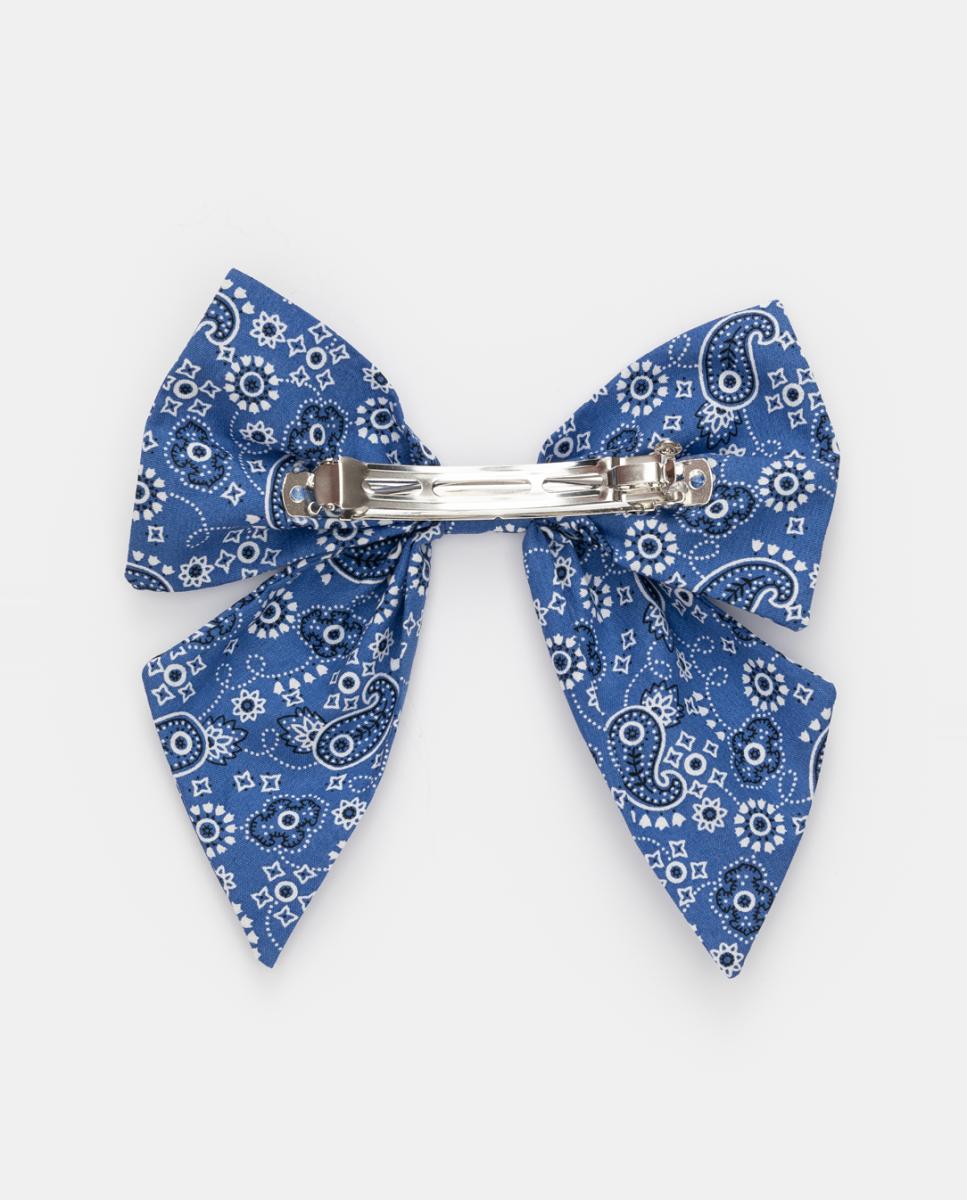 Travessão com Laçada com Picos em Paisley Azul-2