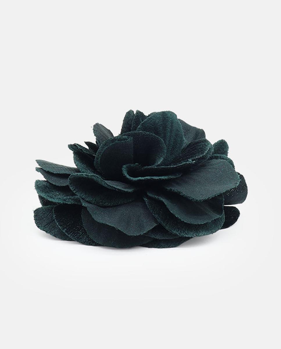 Clip Flor Multiposições de Veludo Preto-3