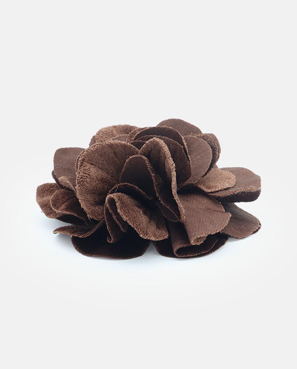 Clip Flor Multiposições de Veludo Castanho-3