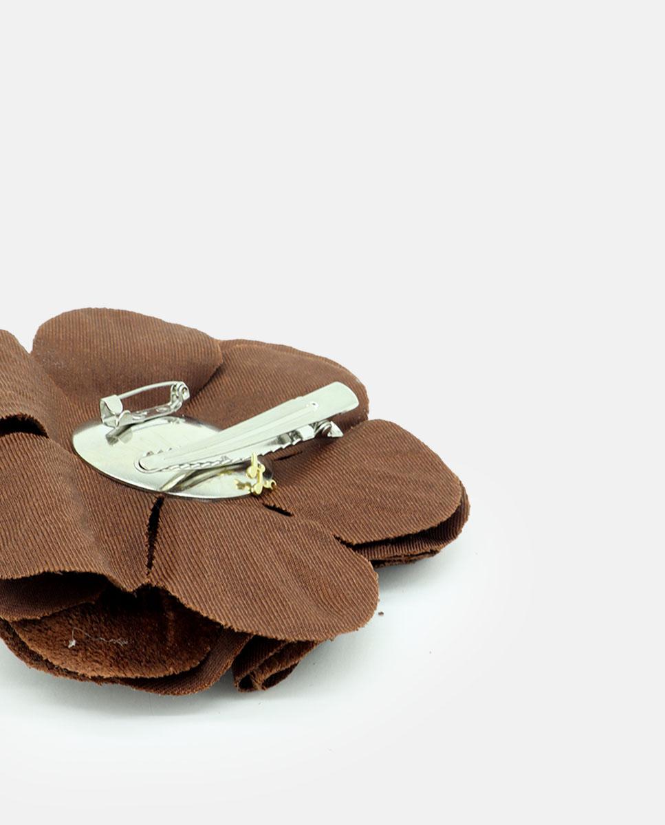 Clip Flor Multiposições de Veludo Castanho-4