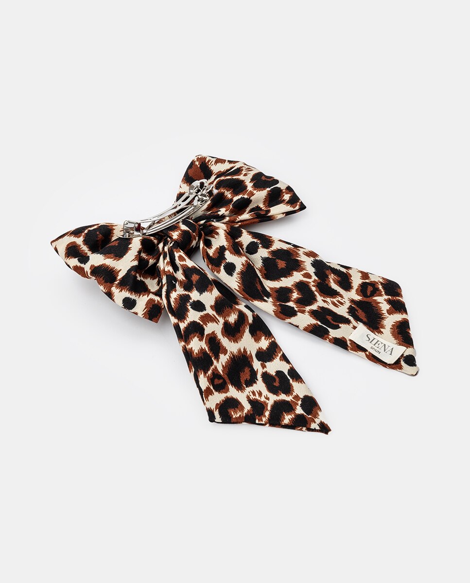 Lazada muy grande picos animal print con pasador - Siena - Marrón Marrón-2