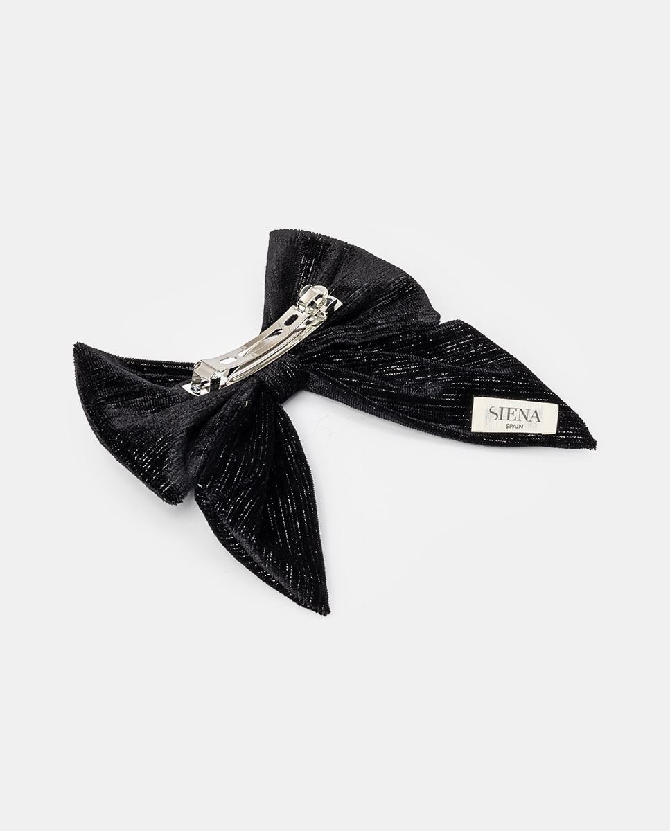 Pasado lazo picos grande terciopelo glitter - Siena - Negro Negro-2