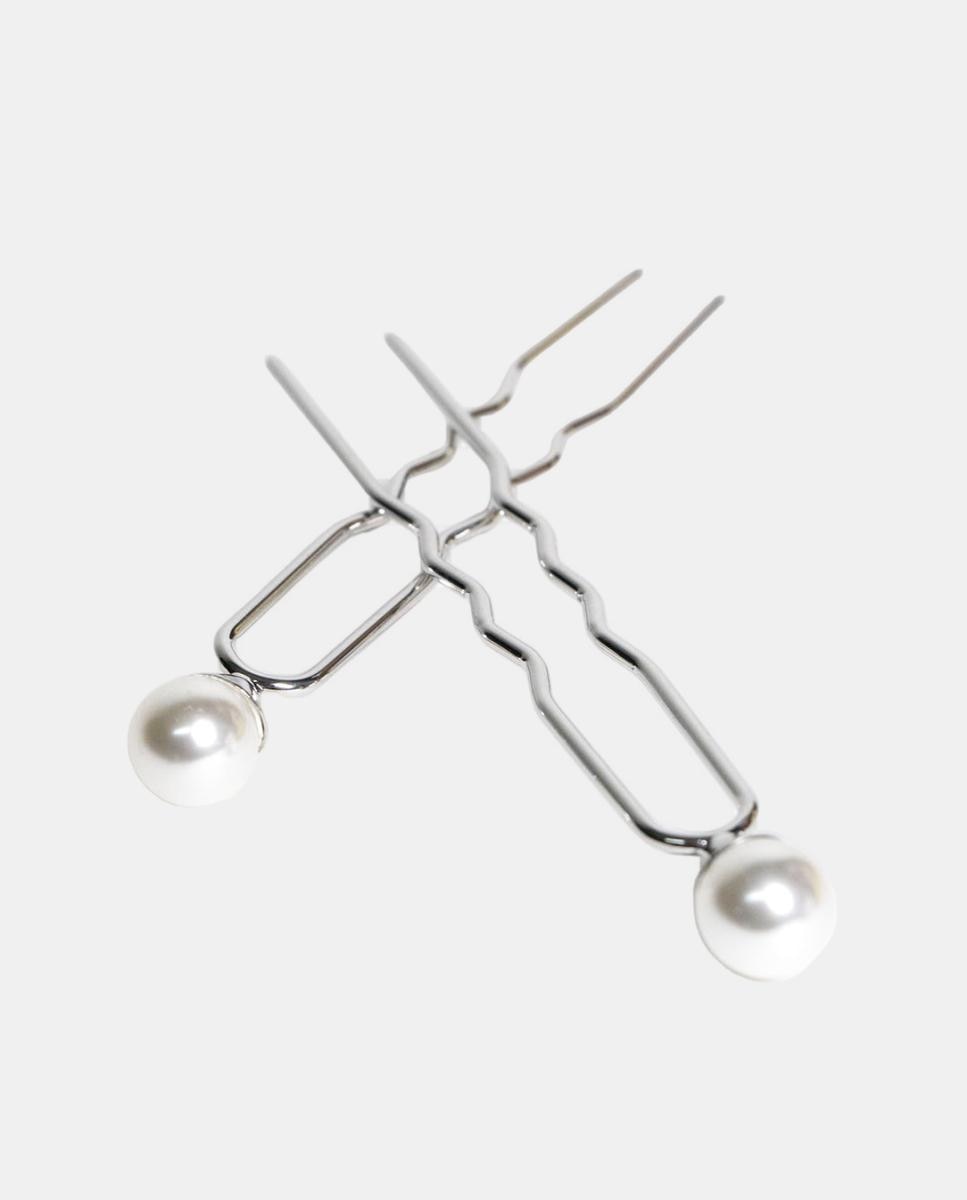 Conjunto de ganchos com bolas tipo pérolas Branco-1