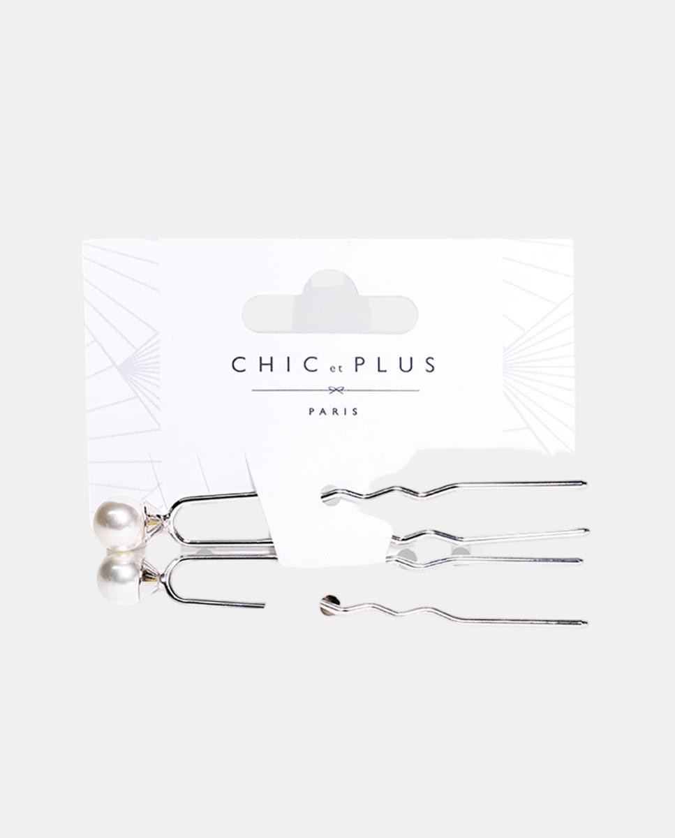 Conjunto de ganchos com bolas tipo pérolas Branco-2