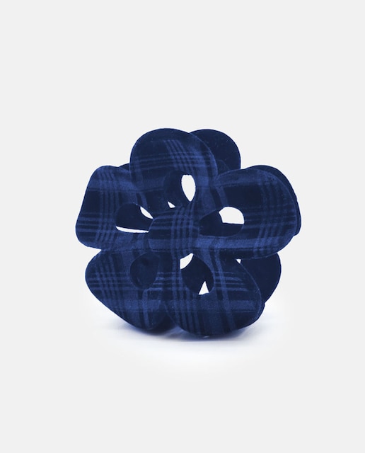 Imagem 0 de PR Mola de Veludo com Flor - Azul-Marinho