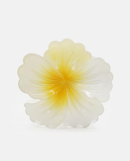 Pinza flor hawaiana blanca