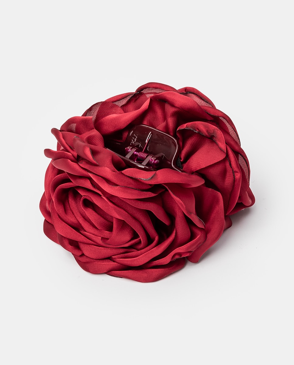 Imagen 0 de Pinza Clavel  grande satén Rojo