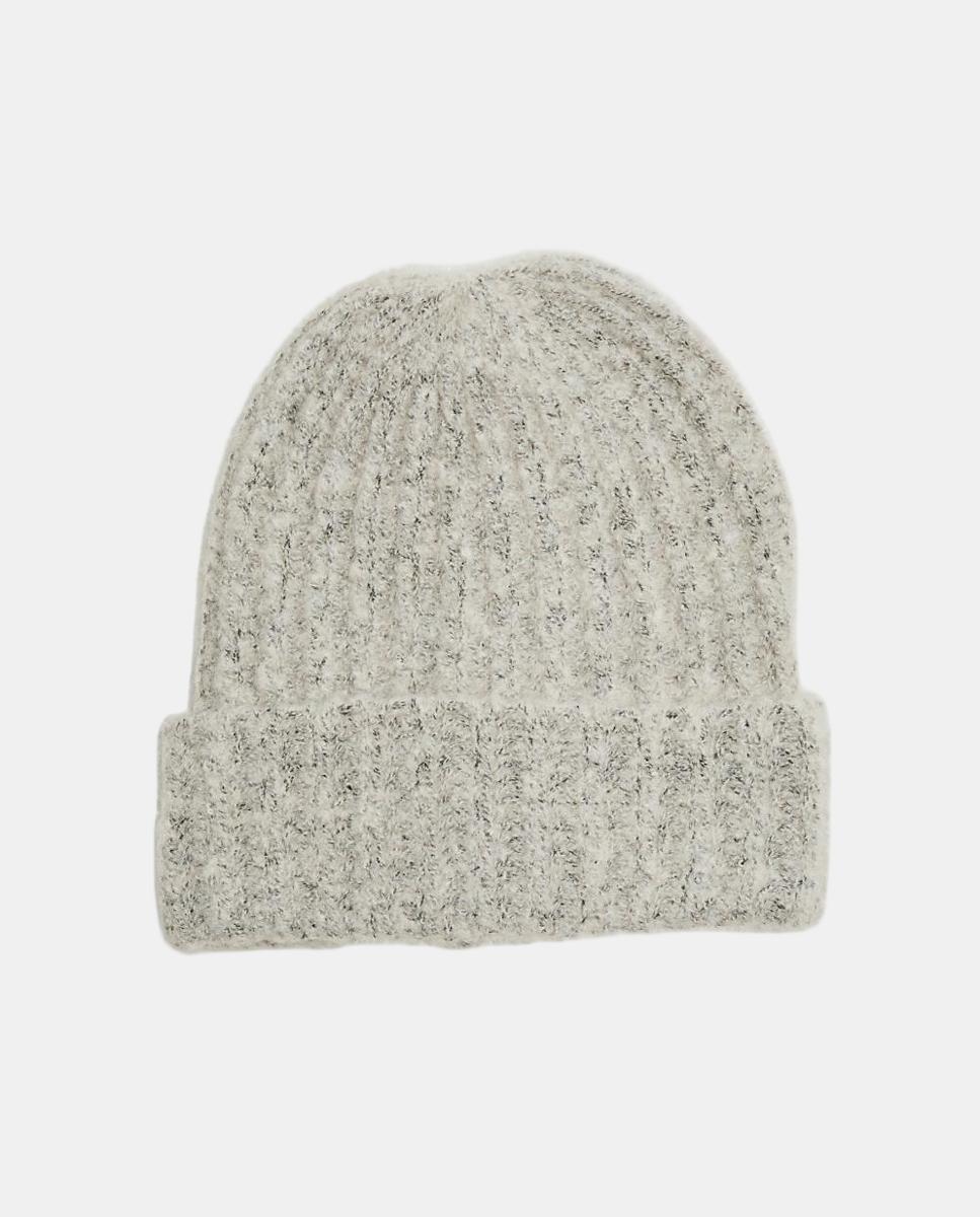 Gorro de punto con dobladillo en gris claro - Pieces - Crudo Crudo-1