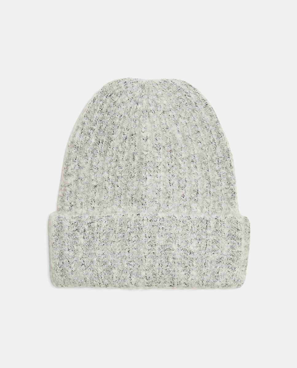 Gorro de punto con dobladillo en gris claro - Pieces - Crudo Crudo-2
