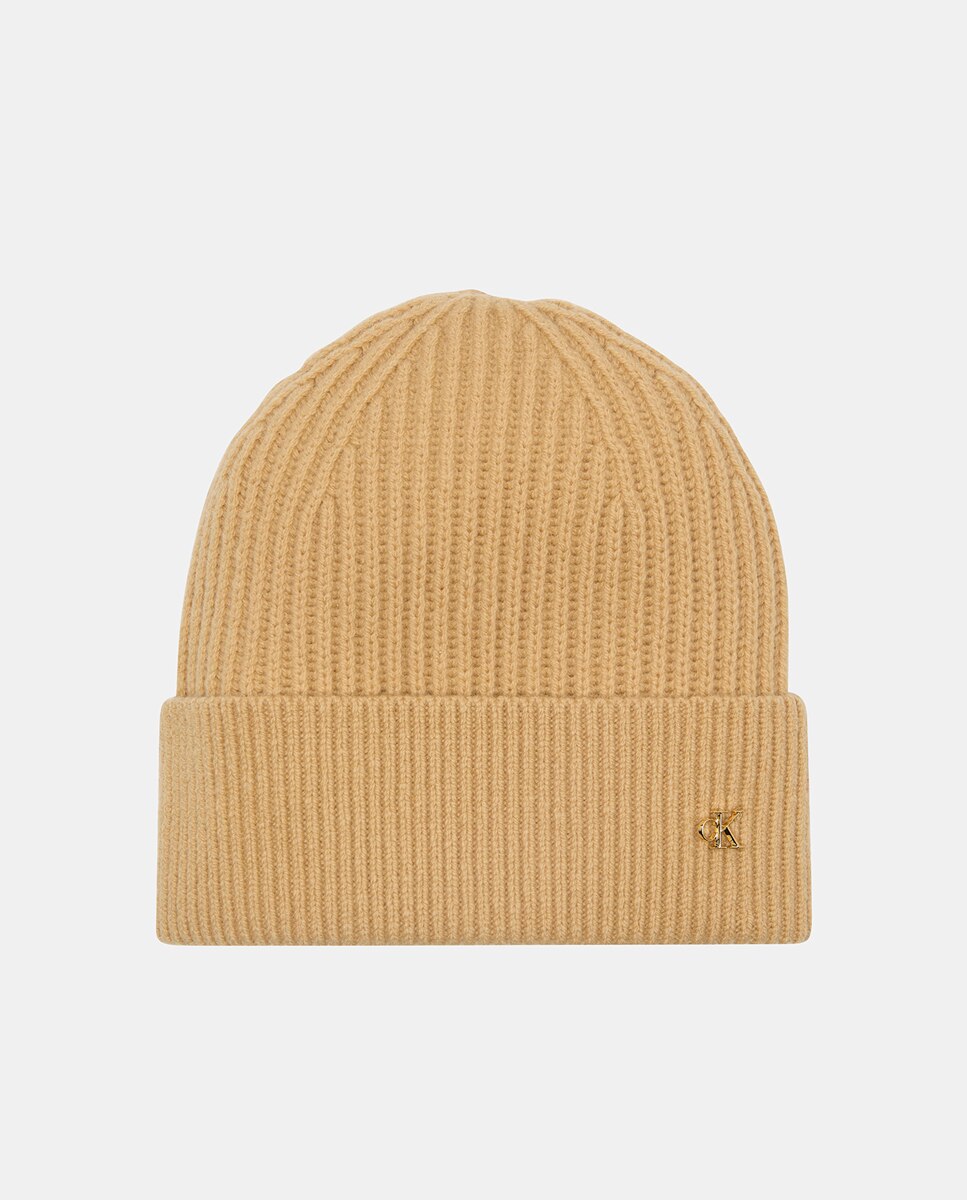 Gorro de lana con logo ck metálico - Calvin Klein - Beige Beige-1