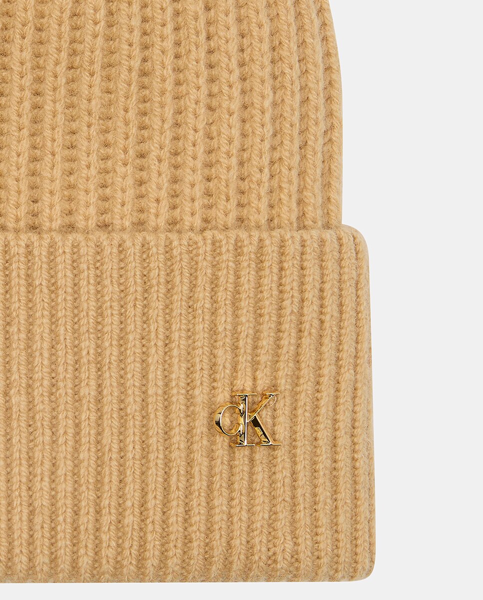 Gorro de lana con logo ck metálico - Calvin Klein - Beige Beige-3