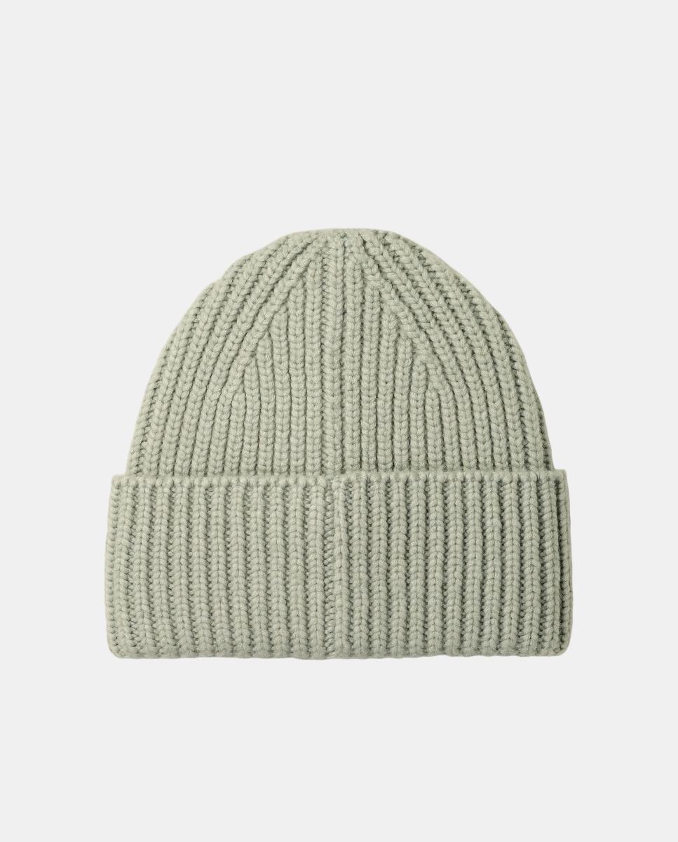Gorro de Lã Canelada Chunky Rib Beanie W Logo Verde Água-2