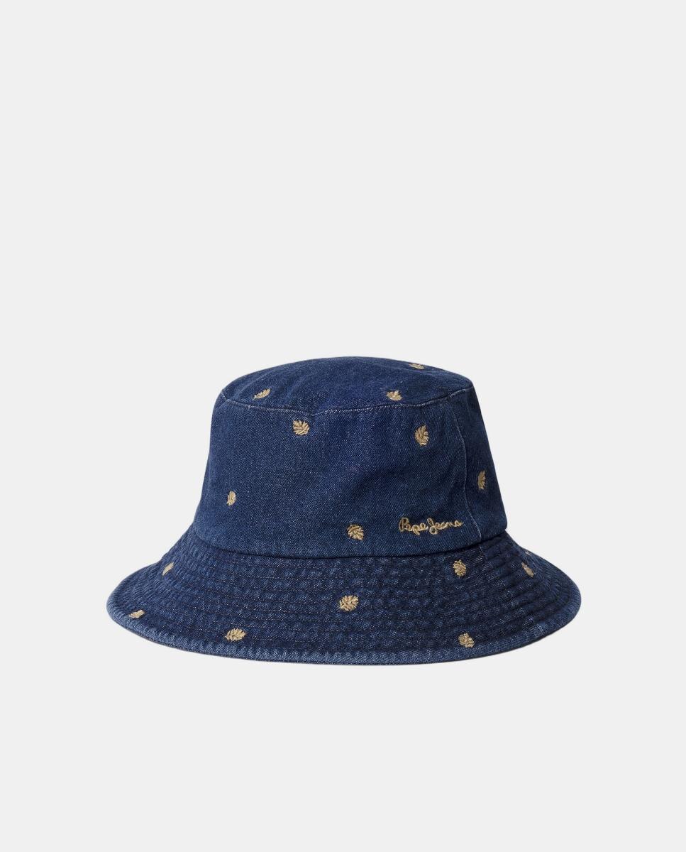 Chapéu Bucket de Ganga de Algodão com Logótipo à Frente Azul-2
