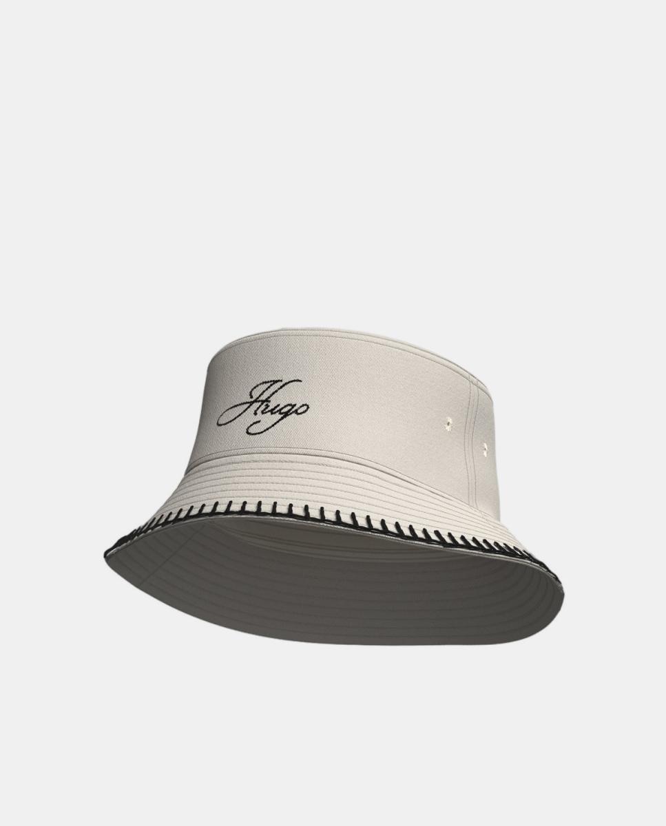 Imagem 0 de Chapéu Tipo Pescador com Logótipo Bordado à Mão e Detalhe de Costura à Mão na Pala.