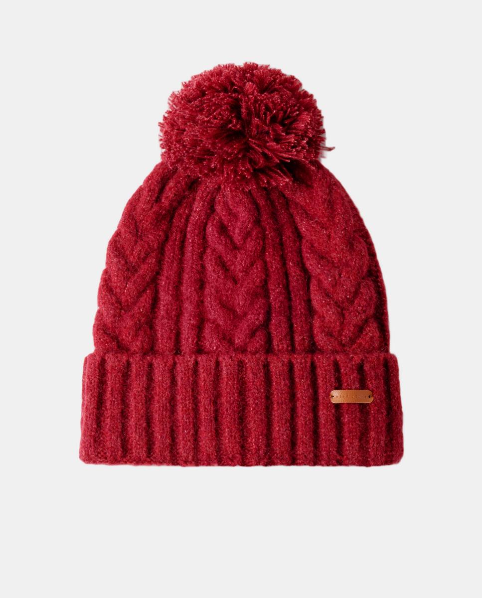 Gorro de punto con pompon y patrón de ochos - Pepe Jeans - Rojo Rojo-1