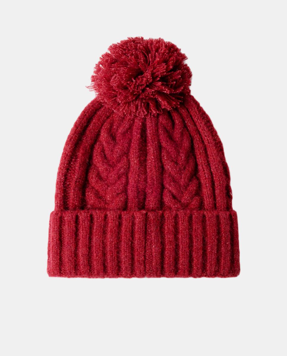 Gorro de punto con pompon y patrón de ochos - Pepe Jeans - Rojo Rojo-2