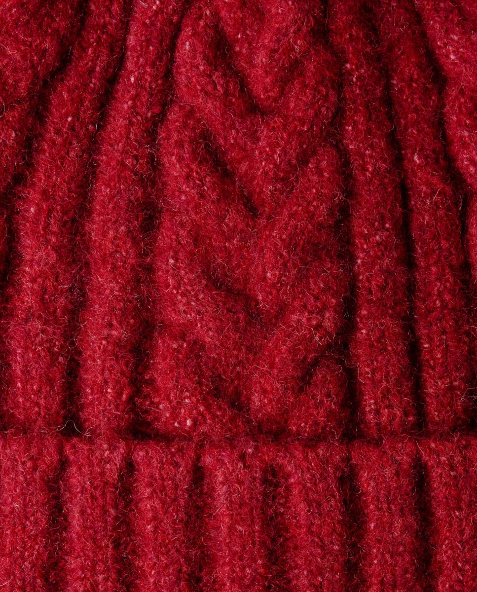 Gorro de punto con pompon y patrón de ochos - Pepe Jeans - Rojo Rojo-4