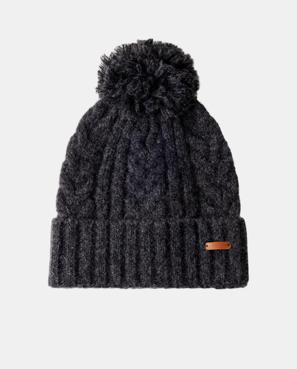Imagem 0 de Gorro de Malha com Pompom e Padrão de Malha do Cabo