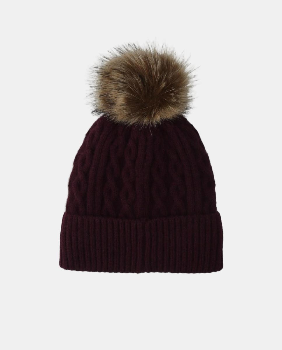 Gorro com Borla em Ecopelo Beringela-2