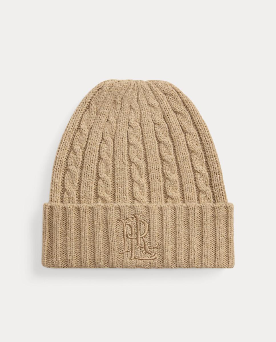 Gorro de punto de mujer con logo bordado - Lauren Ralph Lauren - Marrón claro Marrón claro-1