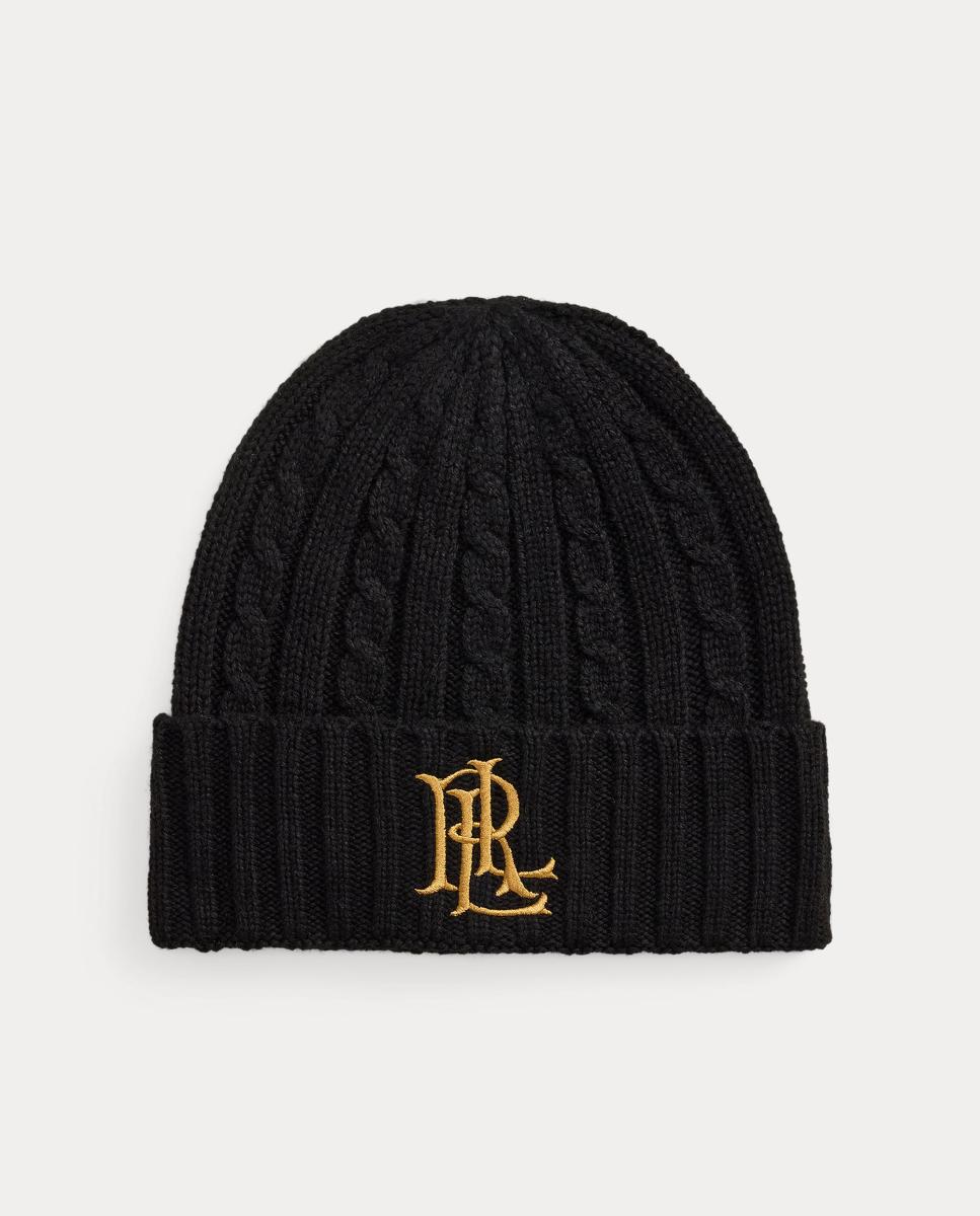 Gorro de punto de mujer con logo bordado - Lauren Ralph Lauren - Negro Negro-1