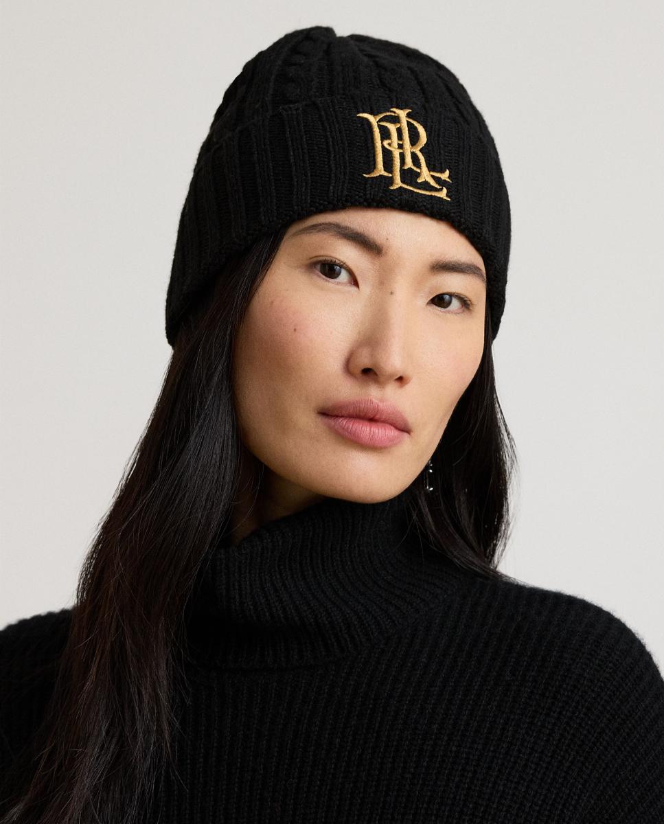 Gorro de punto de mujer con logo bordado - Lauren Ralph Lauren - Negro Negro-3