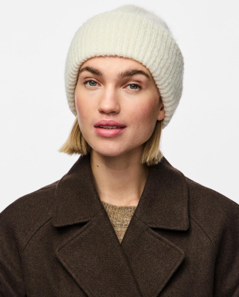 Imagen 3 de Gorro beanie de lana de alpaca - Pieces - Blanco Blanco