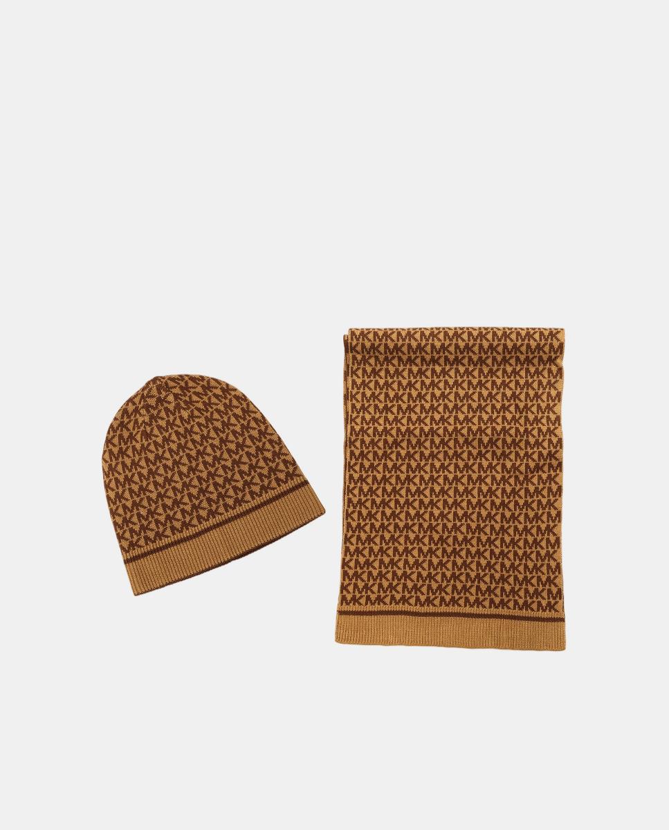 Pack de Gorro e Cachecol MK Camel-1