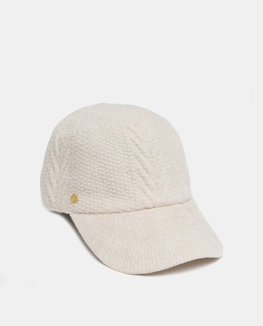 Gorra de punto chenilla en blanco