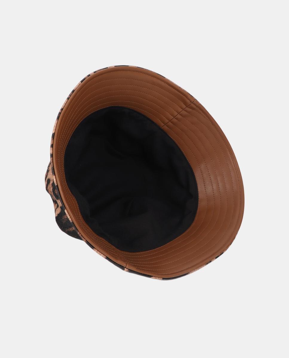 Mala Bucket Combinada com Animal Print e Polipele Castanho-3