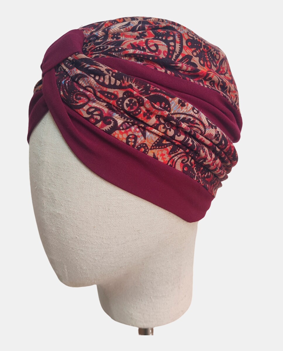 Turbante Bicolor com Cruz à Frente Nilo de Bambu Grená-1