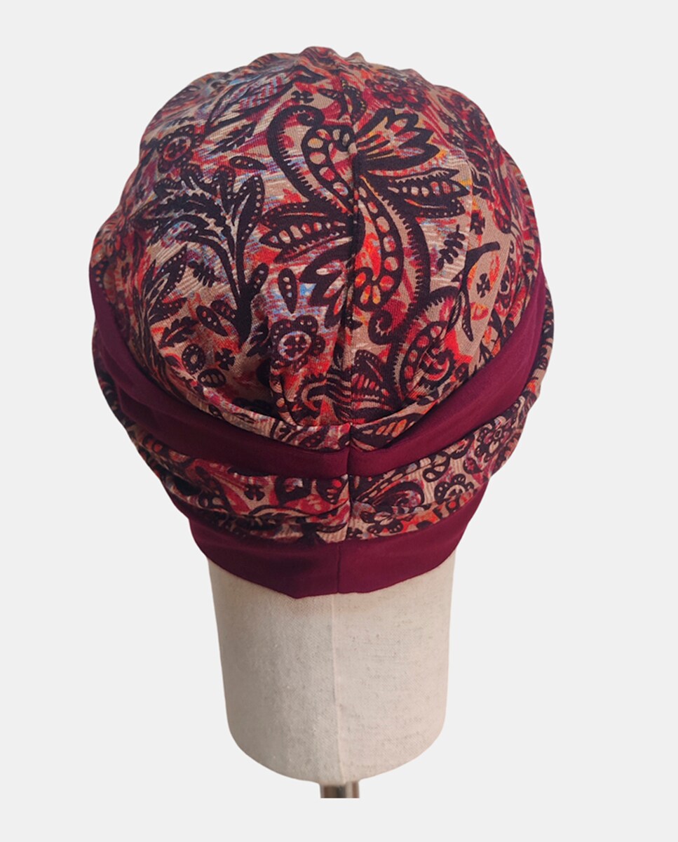 Turbante Bicolor com Cruz à Frente Nilo de Bambu Grená-3