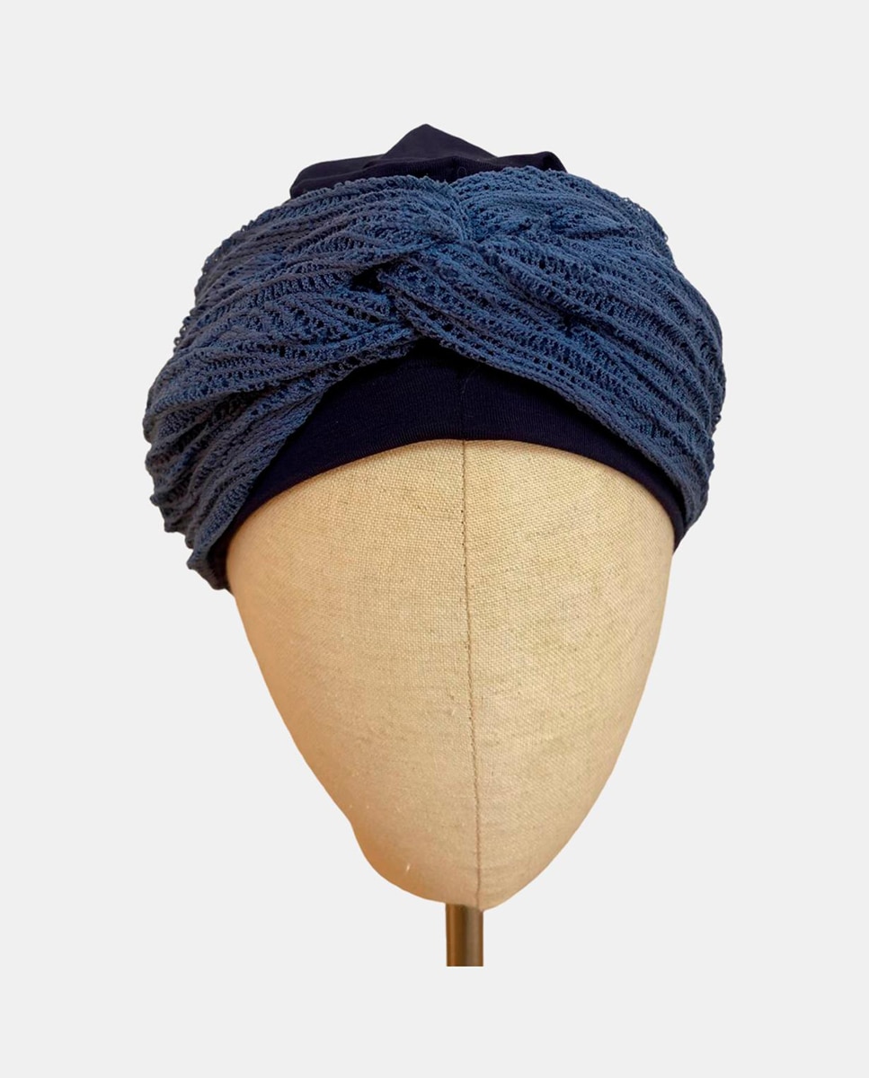 Imagem 0 de Turbante Jeans com Laço de Crochet